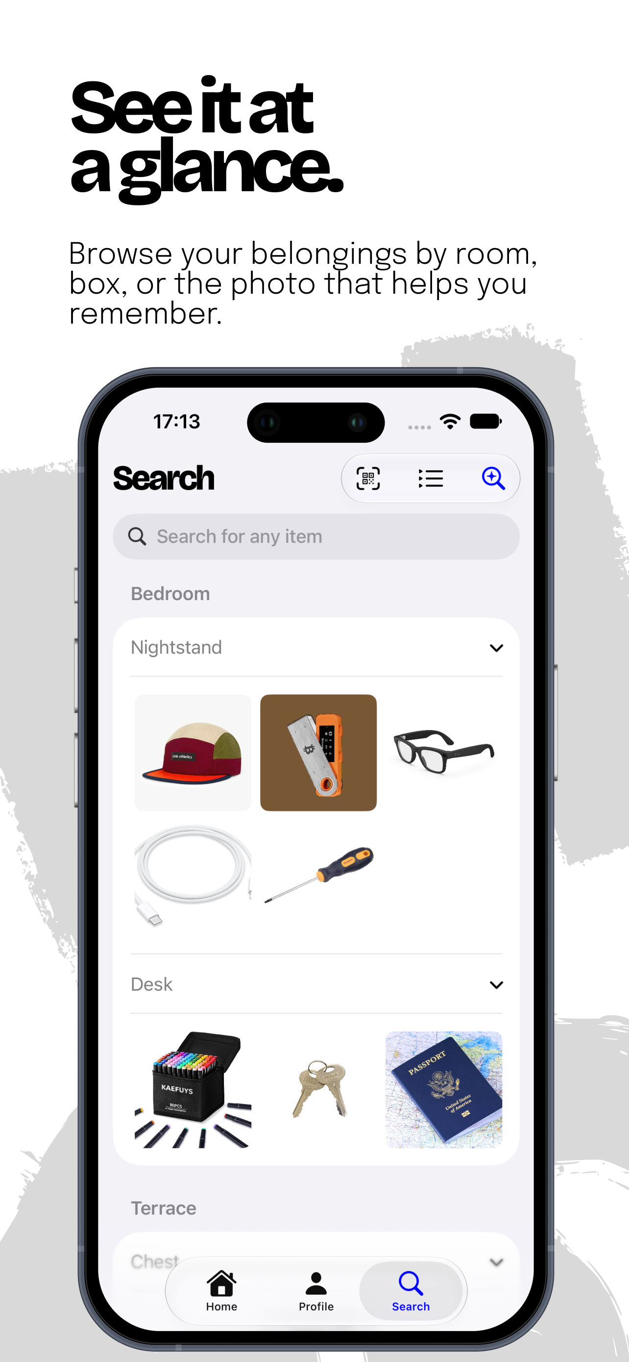 Cubbe showing the whole inventory at a glance