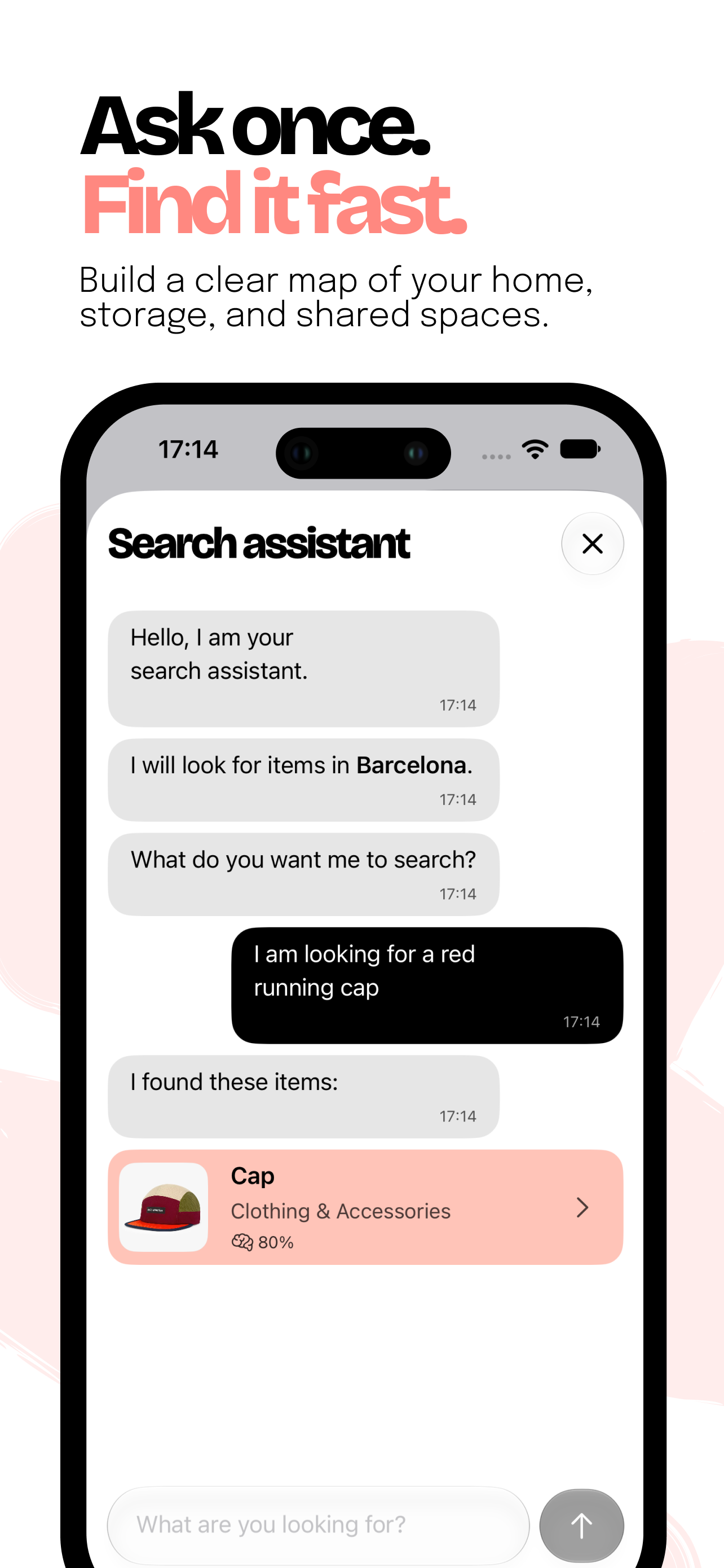 Cubbe search assistant finding an item from a question